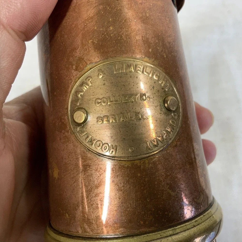 Vintage Hockley Lamp and‎ Limelight Company  Brass & Copper Miners Paraffin Lamp